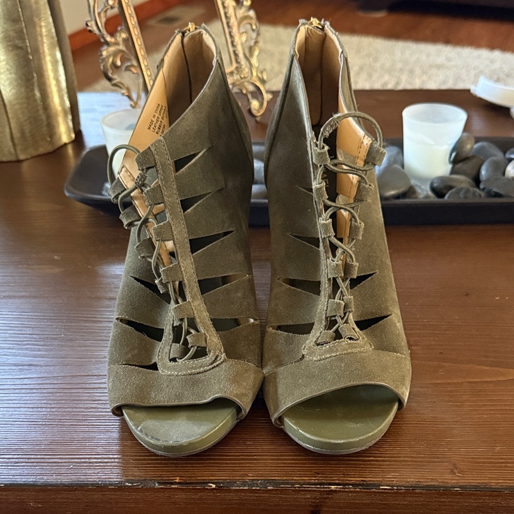 MICHAEL Michael Kors Olive Lace-Up Peep Toe Boots
